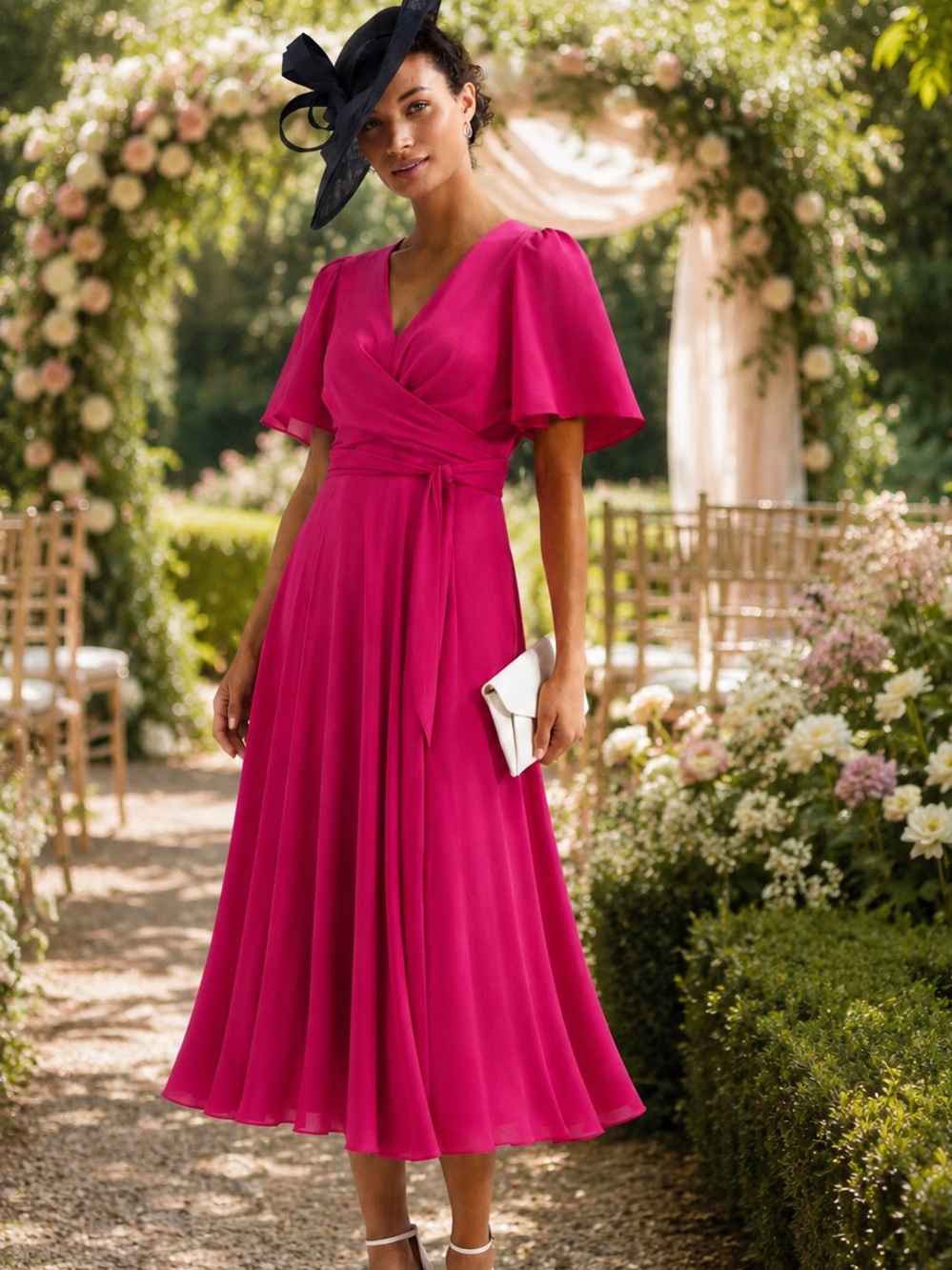 Phase Eight Abbie Wrap Dress | Fuchsia Pink | Occasion Dress | US 8